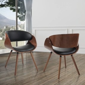 Черен/тъмнокафяв тапициран трапезен стол с подлакътници Visby Evo – Tomasucci