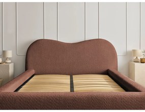 Оранжево тапицирано двойно легло с място за съхранение с включена подматрачна рамка 180x200 cm Orlane – Bobochic Paris