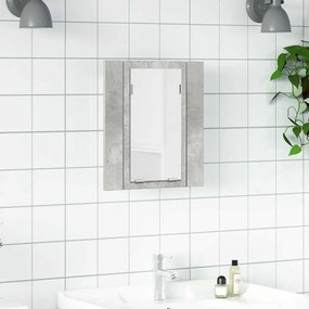 804952 vidaXL LED шкаф с огледало за баня, бетонно сив, 40x12x45 см, акрил