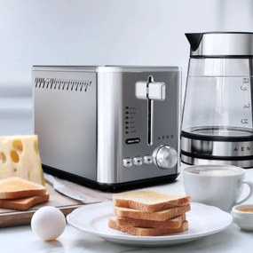 Тостер за хляб AENO ATS0003, 950W, 6 вида хляб, 7 нива на изпичане, Подгряване, Размразяване, LED, Инокс
