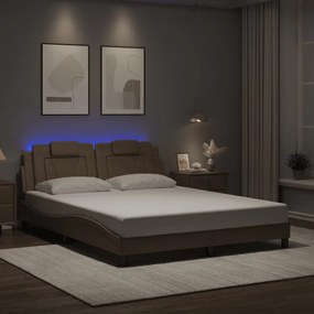 3214033 vidaXL Рамка за легло Viana с LED без матрак, капучино, 160x200 cм
