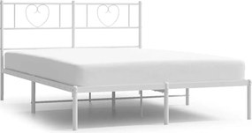 355514 vidaXL Метална рамка за легло с горна табла, бяла, 150x200 см