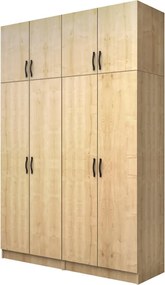Шкаф с четири врати от меламин Vivian с кабинет в цвят дъб 160x51.8x240см.