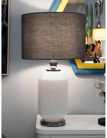 Сива настолна лампа с текстилен абажур (височина 65 cm) Brighty – Mauro Ferretti