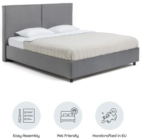 Сиво тапицирано двойно легло с място за съхранение и включена подматрачна рамка 180x200 cm Myra Bold – Bonami Selection