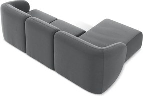 Сив кадифен ъглов диван (ляв ъгъл) Lani – Makamii