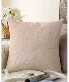 Светлорозова калъфка за възглавница с памучни листа, 55 x 55 cm - Minimalist Cushion Covers