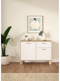 Скрин от дъбов декор в бял и естествен цвят 99x73x39 cm Ikast – Tvilum