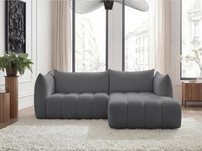 Сив ъглов диван от прежда с примки от букле (десен ъгъл) Azra – Bobochic Paris