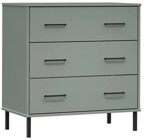 350980 vidaXL Сайдборд с 3 чекмеджета сива 77x40x79,5 см масивно дърво OSLO