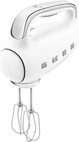 Ръчен миксер SMEG 50's Style HMF01WHEU, 250W, 9 скорости, Турбо, Скрит LED дисплей, Таймер, Аксесоари, Бял