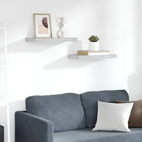 326595 vidaXL Окачени стенни рафтове, 2 бр, бетонно сиви, 50x23x3,8 см, МДФ