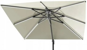 Бежов градински чадър с LED осветление 3 x 3 м