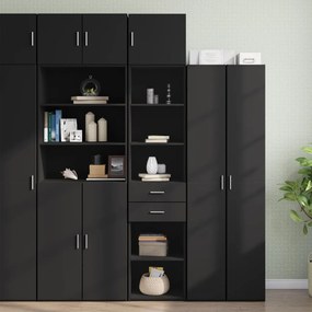 Sonata H Тесен шкаф за съхранение черен 45x42,5x225 см инженерно дърво