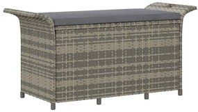 363418 vidaXL Градинска пейка с възглавница, сива, 116x46x57 см, полиратан