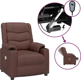 3143458 vidaXL Електрически масажен стол,кафяво, изкуствена кожа