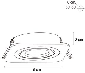 Комплект от 6 заоблени вградени спота Gunmetal GU10 50mm регулируеми IP44 - Alberto
