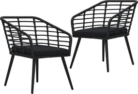 48578 vidaXL Градински столове с възглавници, 2 бр, полиратан, черни