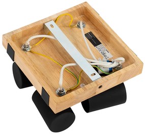 Таванна лампа черна с дърво 4-светлина регулируема правоъгълна - Jeana