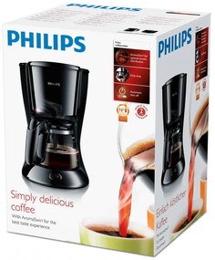 Кафемашина Philips HD7461-20-BL, 1000W, 1,2 Л, Aroma Twister, Индикатор за нивото на водата, Таймер, Черен