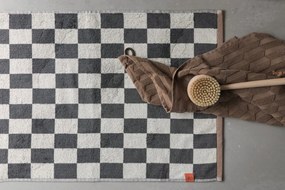 Антрацитен/бежов килим за баня за душ от органичен памук 50x80 cm Retro – Mette Ditmer Denmark