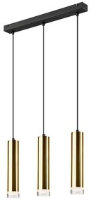 Окачена лампа за таван с 3 крушки в черно и златисто Diego - LAMKUR