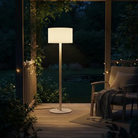 Скандинавска външна подова лампа бежова с бял абажур IP44 - Mississippi