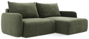 Зелен разтегателен ъглов диван с място за съхранение (десен ъгъл) Kalena – Makamii