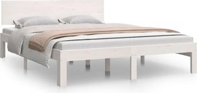 810476 vidaXL Рамка за легло, бяла, бор масив, 140x190 см