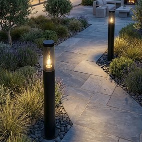 Модерна външна стълбова лампа черна 110 см IP44 - Rox