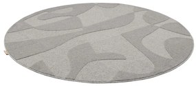 Сив вълнен кръгъл килим ø 200 cm Morphic Botanica – Agnella