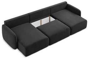 Черен разтегателен ъглов диван с място за съхранение Kalena – Makamii
