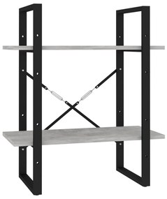 806431 vidaXL 2-етажна библиотека, бетонно сив, 60x30x70 см, инженерно дърво