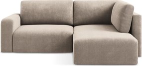Бежов шенилов сгъваем/с място за съхранение ъглов диван (десен ъгъл/L форма) Kona – Makamii