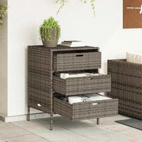 365553 vidaXL Градински шкаф за съхранение сив 55x59x80 см полиратан
