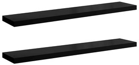323779 vidaXL Окачени стенни рафтове, 2 бр, черен гланц, 120x23,5x3,8 см, МДФ