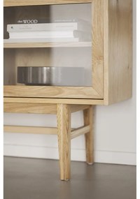 Витрина от декор от дъб с плъзгащи се врати в естествен цвят 170x75 cm Hazelton – Rowico