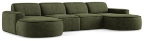Зелен шенилов ъглов диван (U форма) Omao – Makamii