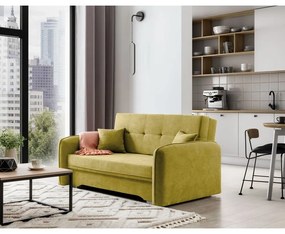 Жълт шенилов разтегателен диван с място за съхранение 155 cm Laine – ELTAP