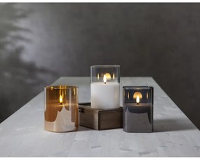 Сива LED восъчна свещ в стъкло, височина 12,5 см Flamme - Star Trading