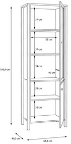 ВИТРИНА ХАЙ РОК 64,8/40,2/193,9 СМ