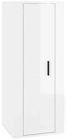 816682 vidaXL ТВ шкаф за стенен монтаж, бял гланц, 40x34,5x100 см