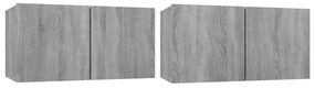 815871 vidaXL Висящ шкаф, сив сонома, 2 бр, 60x30x30 см, инженерно дърво