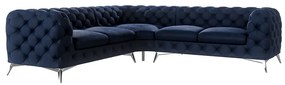 Тъмносин кадифен ъглов диван Chelsea – Ropez