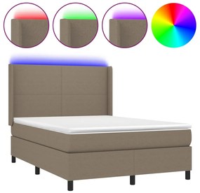 3138153 vidaXL Боксспринг легло с матрак и LED, таупе, 140x190 см, плат