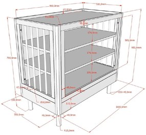 Детски скрин от масивен дъб с маса за преповиване в естествен цвят 100x95x55 cm Forrest – Vipack