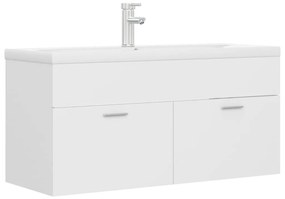 3071297 vidaXL Шкаф за баня с вградена мивка, бял, ПДЧ