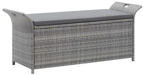 45809 vidaXL Пейка за съхранение с възглавница, сива, 138 см, полиратан