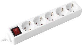 COMMEL Разклонител с копче БЯЛ 5x2P+E с кабел 1.4 метра / 1.0mm2  - C0817