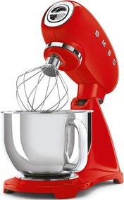 Планетарен миксер SMEG SMF03RDEU, 800 W, 4.8 л, 10 скорости, Функция за плавен старт, Крачета против хлъзгане, Червен